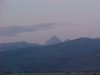Approaching twilight on Grand Teton and Middle Teton viewed from Victor Idaho
