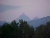 Twilight on Grand Teton and Middle Teton viewed from Victor Idaho