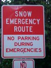Snow Emergency route sign of Palisades